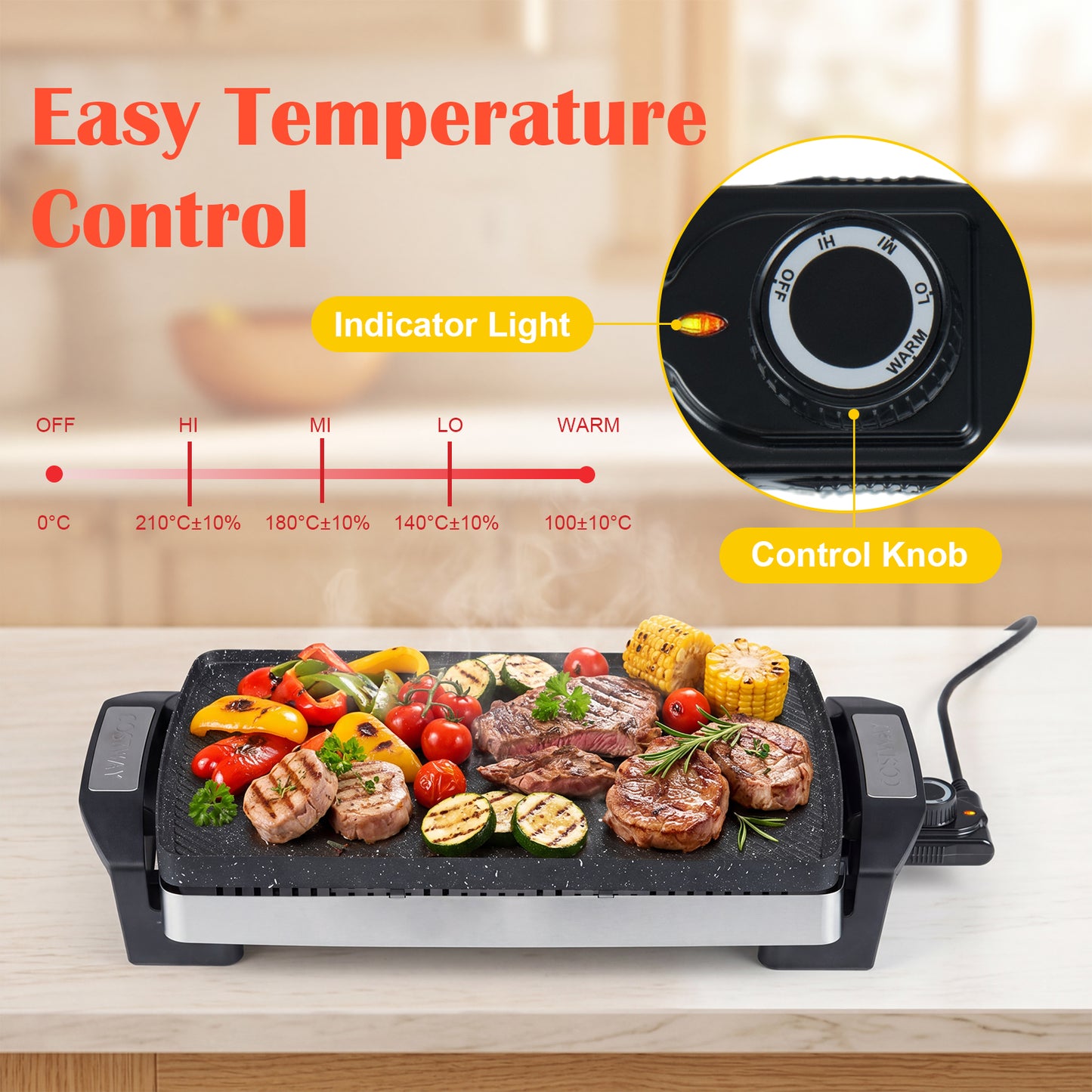 1500W Electric Reversible Grill with Nonstick Cooking Surface