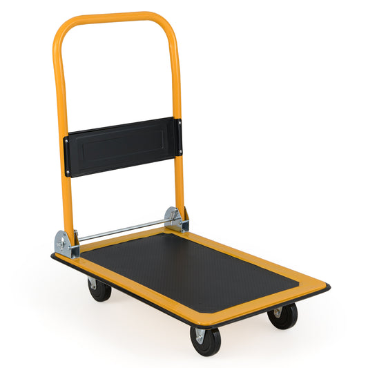 150KG Weight Capacity Folding Push Cart Dolly with 360 Degree Swivel Wheels-Black
