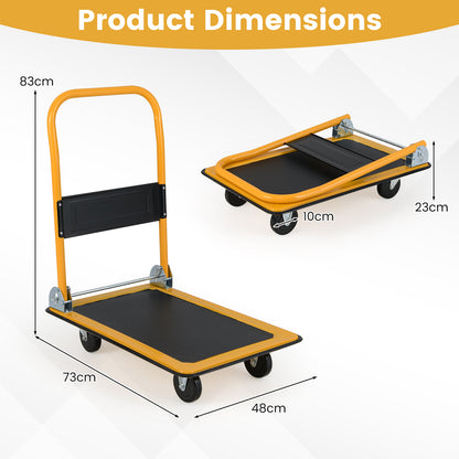 150KG Weight Capacity Folding Push Cart Dolly with 360 Degree Swivel Wheels-Black