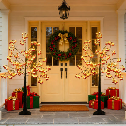 150 CM Christmas Decoration Tree Artificial Tree with Bendable Branches and 384 Red Balls