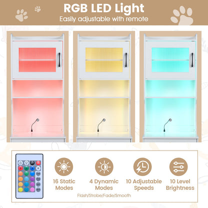 152 cm Tall Cat Litter Box Enclosure with Adjustable LED Light-White