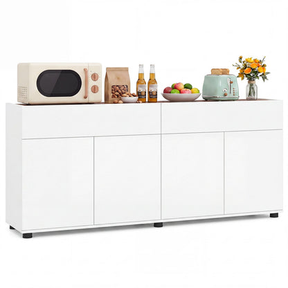 160 cm Buffet Cabinet with Push-to-Open Doors & 2 Drawers for Dining Room-White