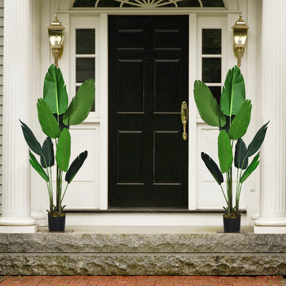 160cm Artificial Tropical Palm Tree with 10 Leaves and Black Pot