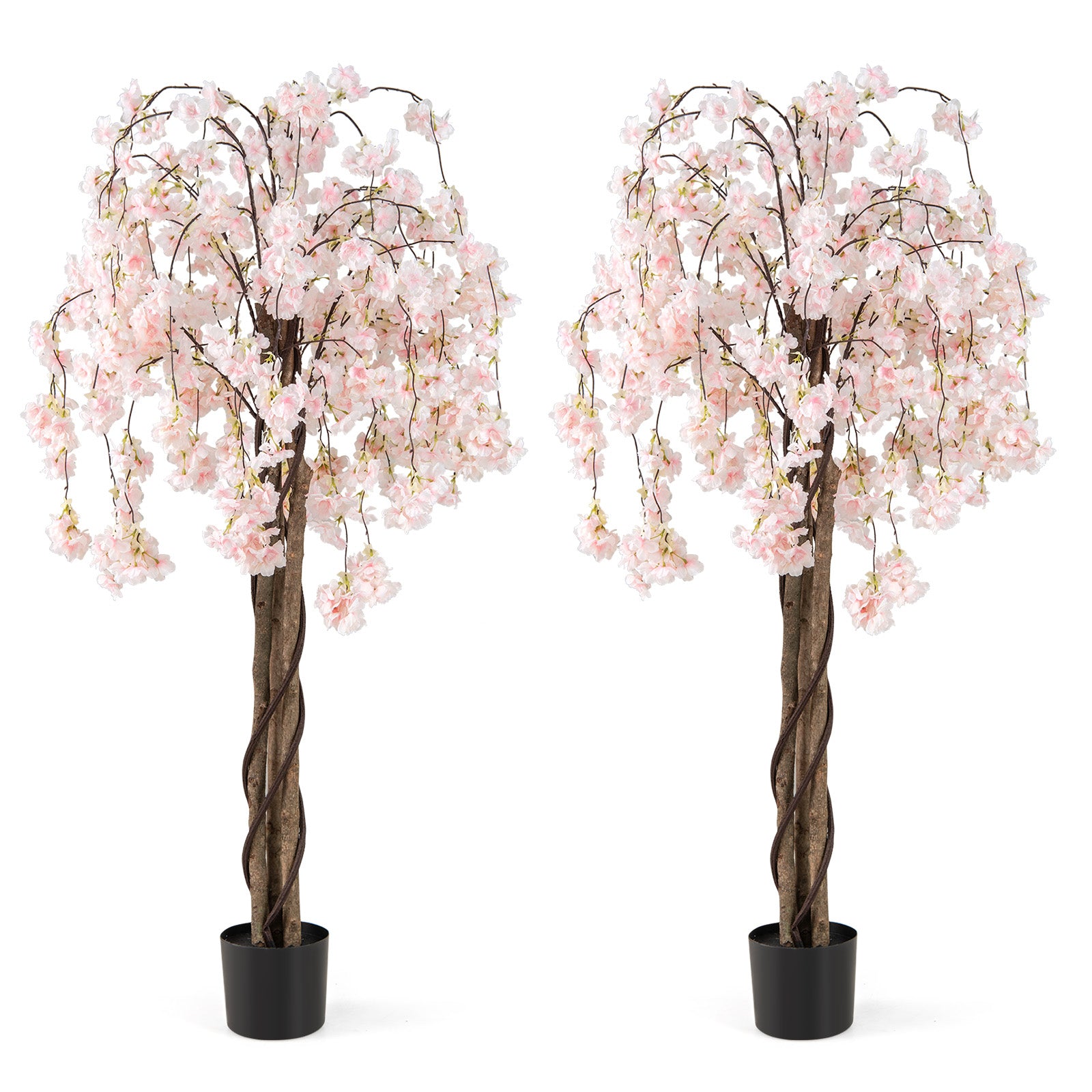 163CM Tall Artificial Cherry Blossom Tree with Flowers Set of 2-White