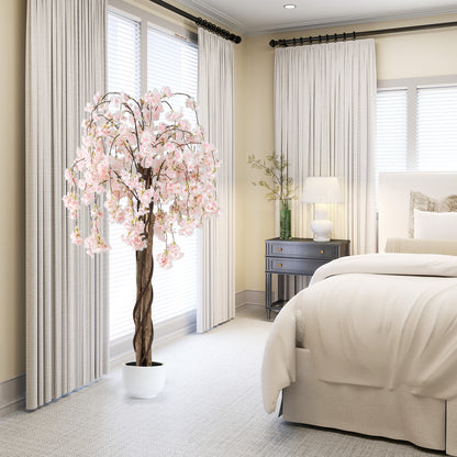 163CM Tall Artificial Cherry Blossom Tree with Flowers Set of 2-White