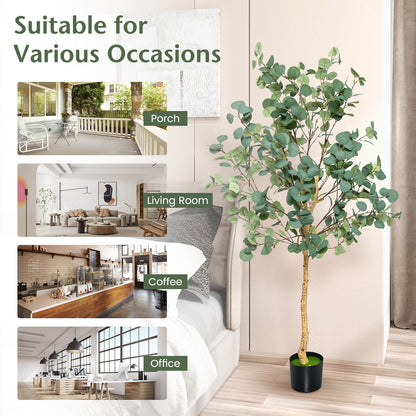 1.4/1.65 m Artificial Eucalyptus Tree with Silver Dollar Leaves-1.65 m