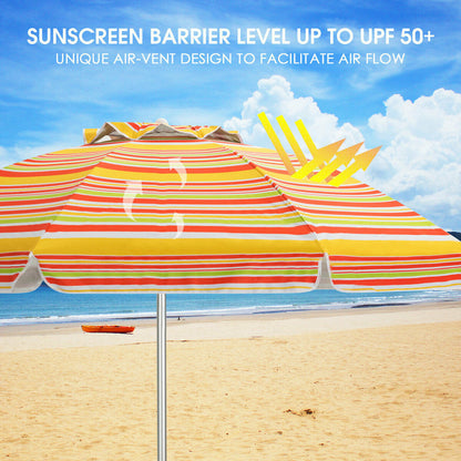2m Sun Umbrella - Tilts with UPF 50+ Protection-Yellow