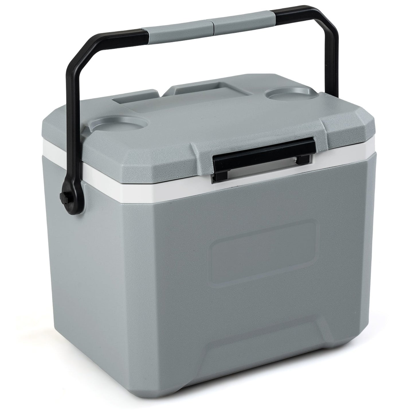 16L Portable Cooler with Phone & Bottle Holders and Divider for Camping Fishing-Grey