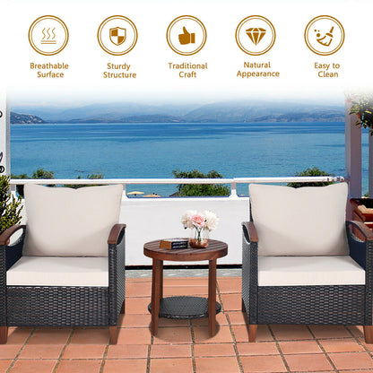 3-Piece Rattan Furniture Set with Removable Cushions abd Washable Covers-Brown