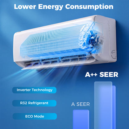 18000 BTU Mini Split Air Conditioner & Heater A++ Energy Efficient Inverter Split AC