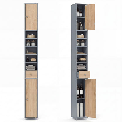 180CM Tall Freestanding Bathroom Cabinet with 2 Doors and 1 Drawer-Oak