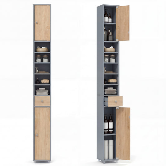 180CM Tall Freestanding Bathroom Cabinet with 2 Doors and 1 Drawer-Oak