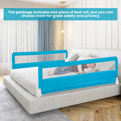 180CM Foldable Baby Bed Rail Guard with Removable Cover and Safety Strap-Blue