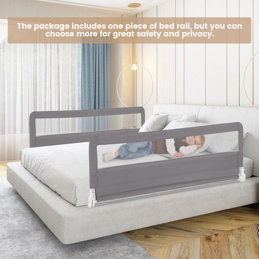 180CM Foldable Baby Bed Rail Guard with Removable Cover and Safety Strap-Grey