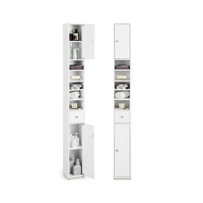 180CM Tall Freestanding Bathroom Cabinet with 2 Doors and 1 Drawer-White