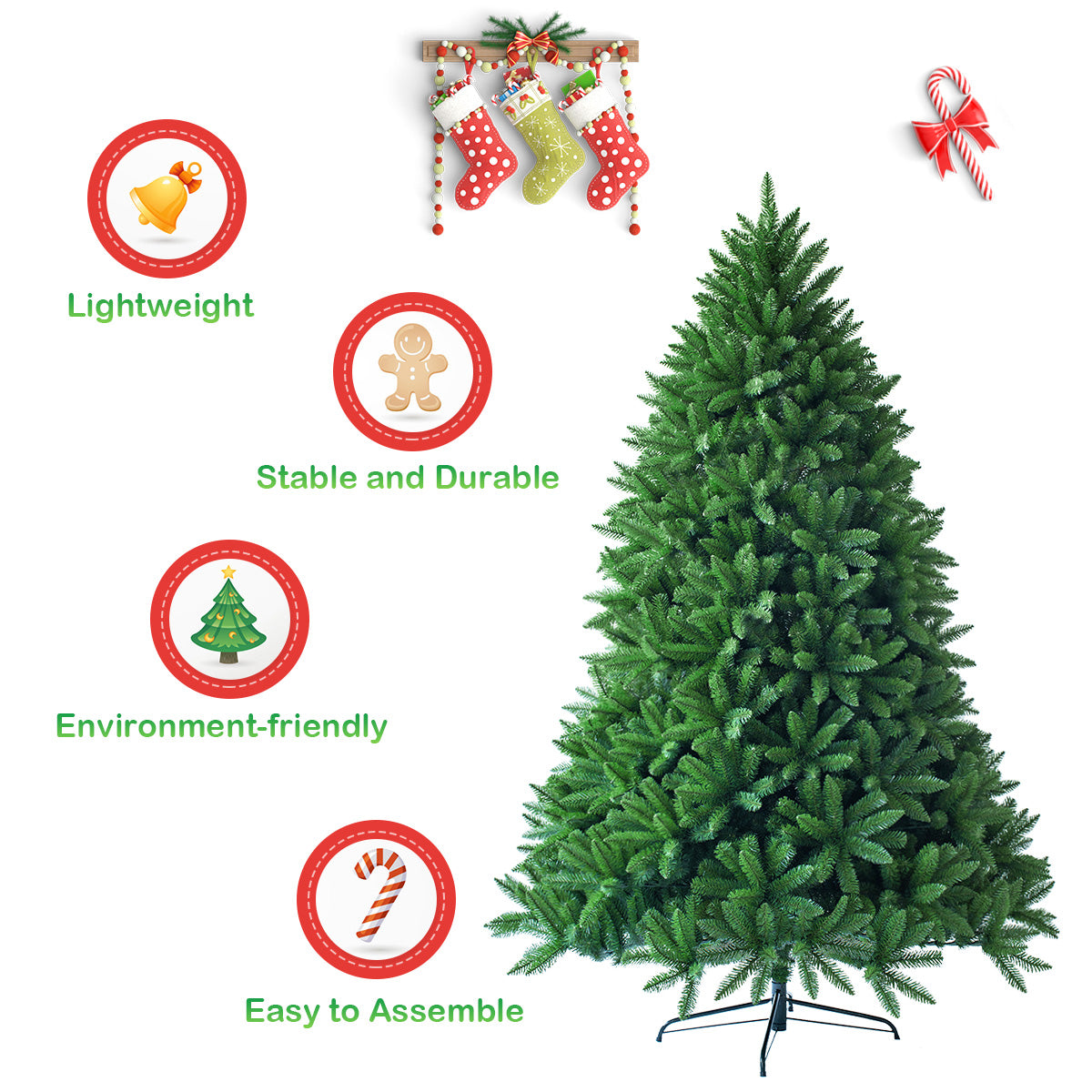 180 cm Artificial Christmas Tree Premium Hinged with 1250 Branch Tips