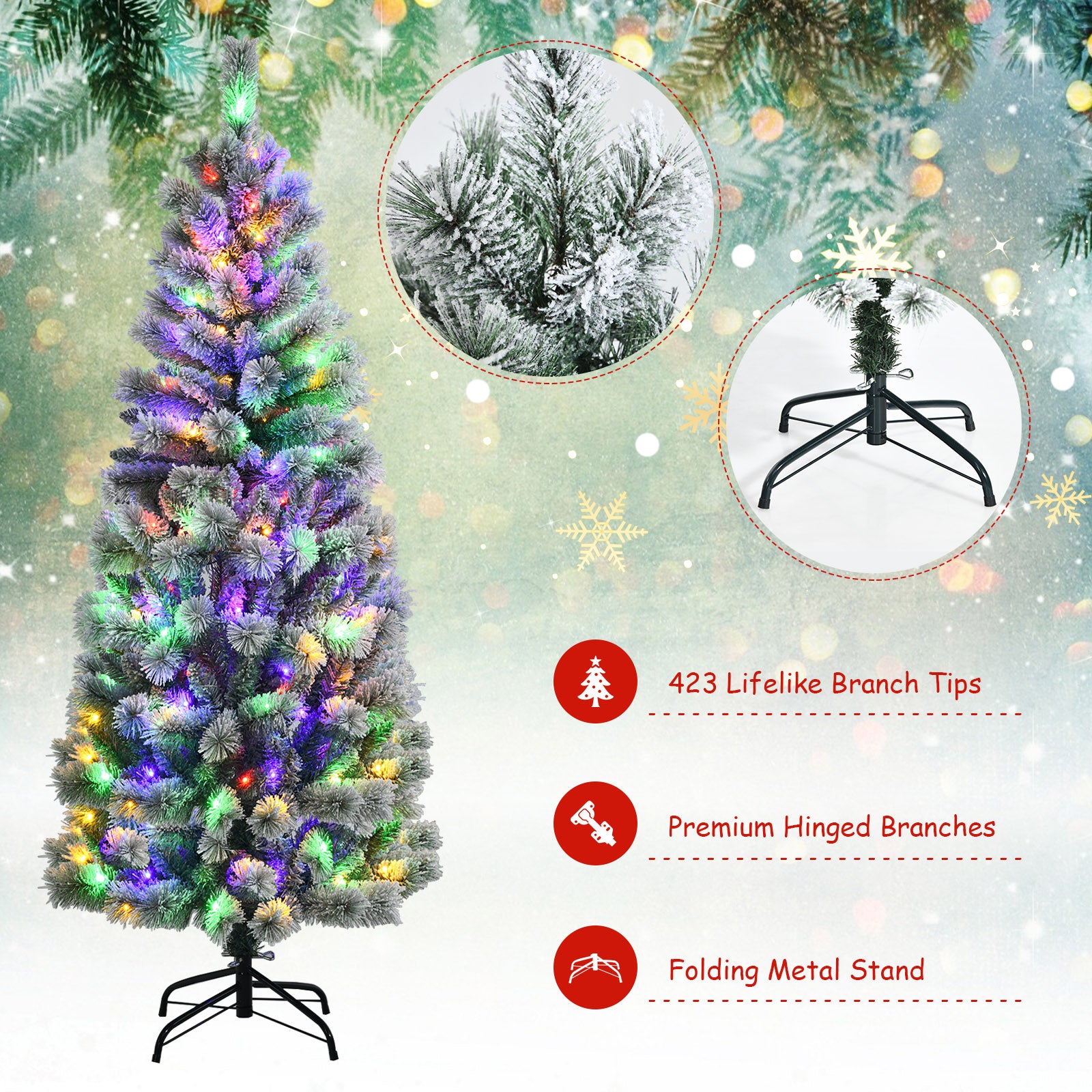 Illuminated Artificial Christmas tree with 140/200 LED lights-6FT