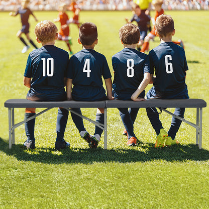 180cm Plastic Folding Bench with 300 kg Capacity and Handle Lock-Grey