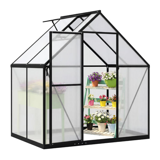 180 x 123 CM Polycarbonate Greenhouse Large Walk-in Aluminum Sunroom-Transparent