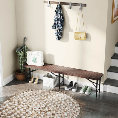 180cm Folding Bench Rattan-Like HDPE Seat with Handle and Lock-Coffee