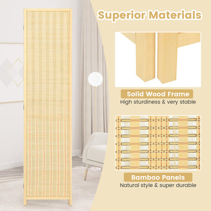 4-Panel Portable Room Divider Screen-Natural