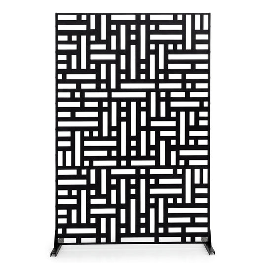 183 CM Freestanding Louvered Metal Outdoor Privacy Screen-Black