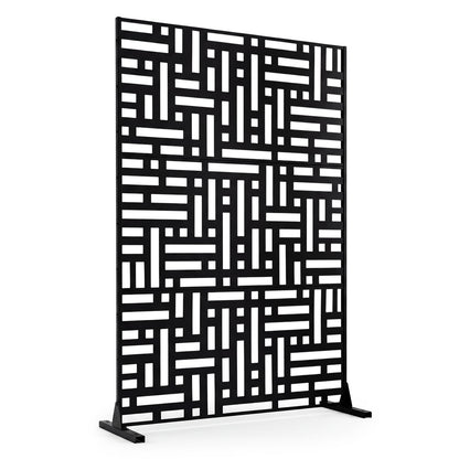 183 CM Freestanding Louvered Metal Outdoor Privacy Screen-Black
