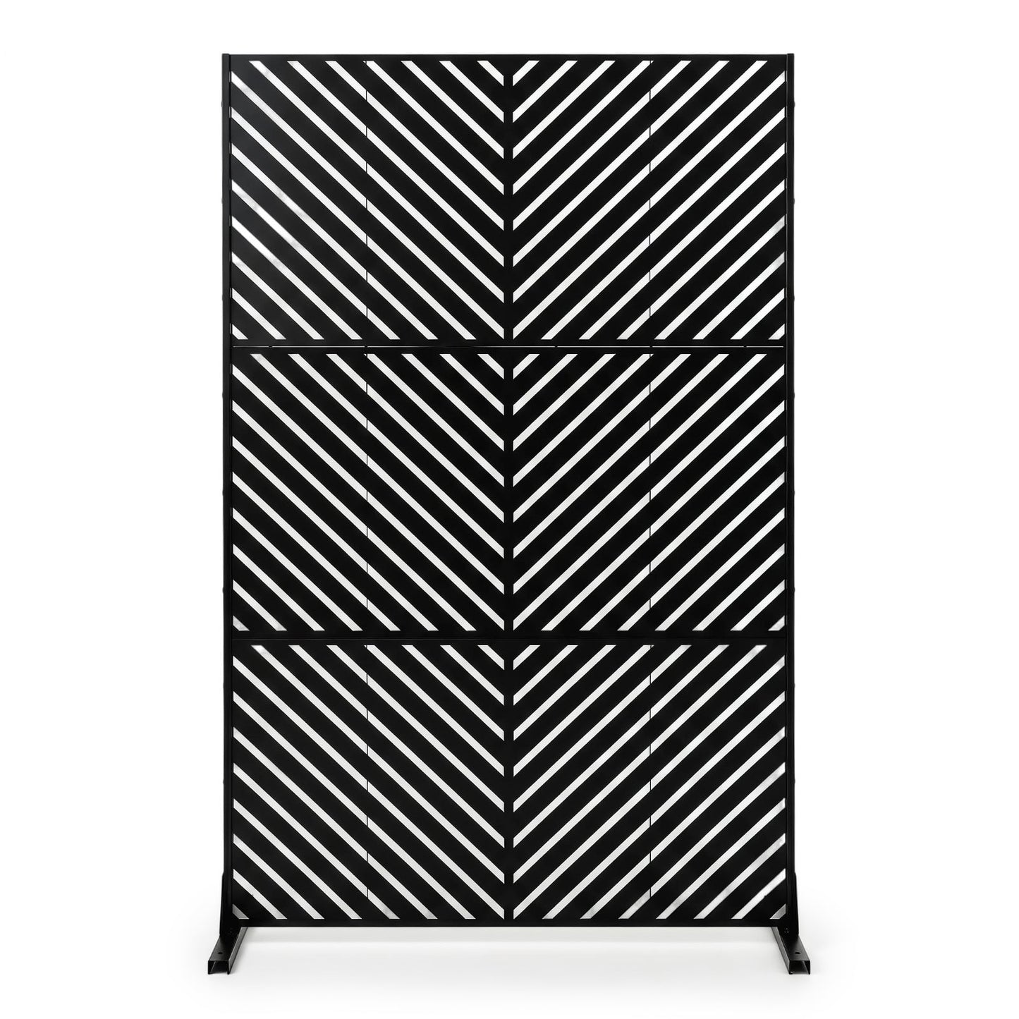 183 CM Freestanding Metal Outdoor Privacy Screen for Patio Garden-Black