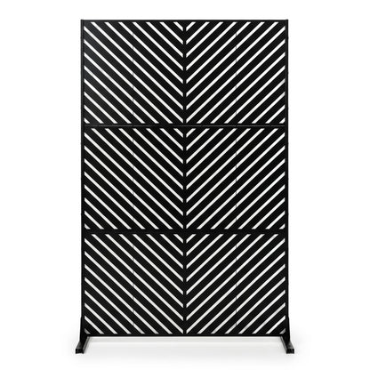 183 CM Freestanding Metal Outdoor Privacy Screen for Patio Garden-Black