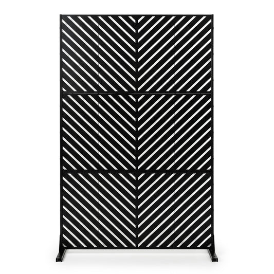 183 CM Freestanding Metal Outdoor Privacy Screen for Patio Garden-Black