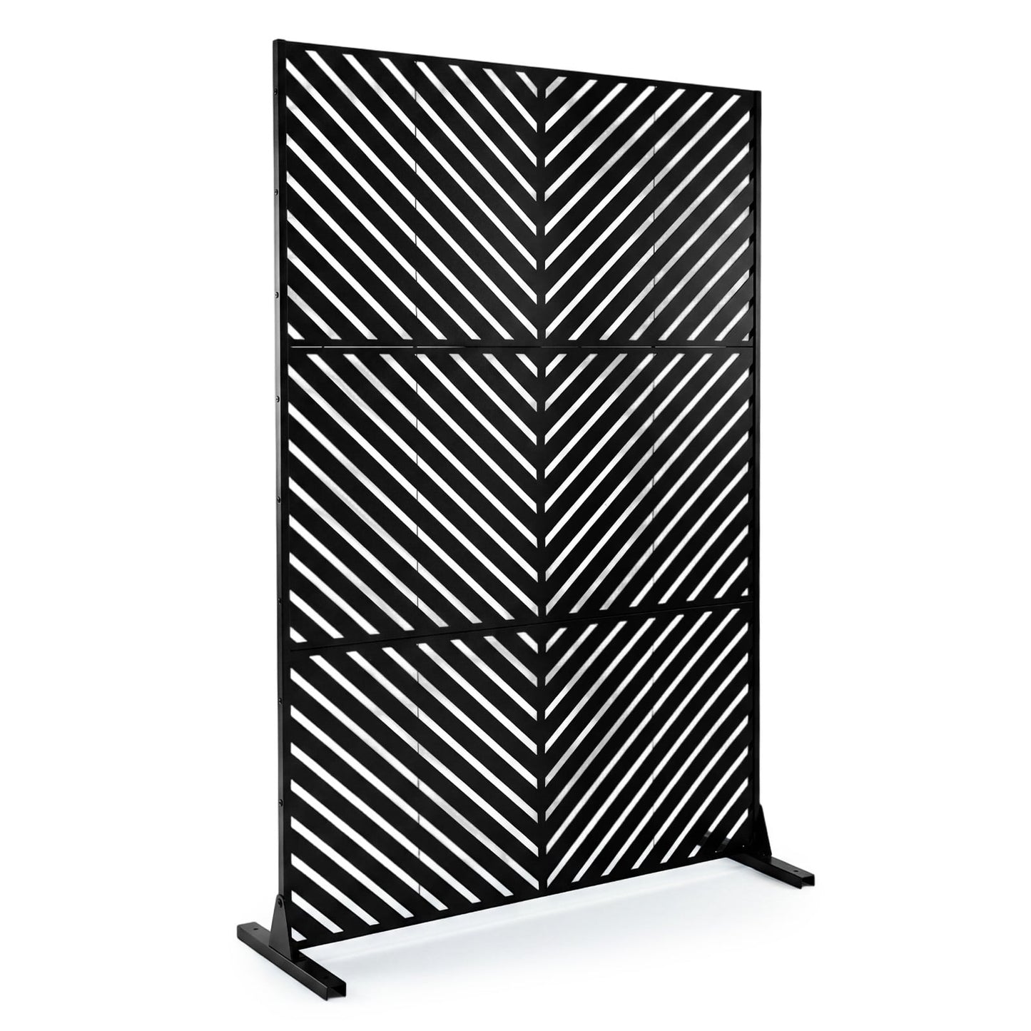 183 CM Freestanding Metal Outdoor Privacy Screen for Patio Garden-Black