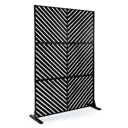 183 CM Freestanding Metal Outdoor Privacy Screen for Patio Garden-Black