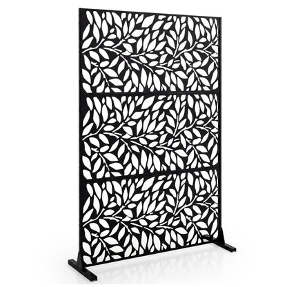 183cm H Metal Outdoor Privacy Screen with Rustproof and Freestanding Louvered Fence Panel for Patio-Black