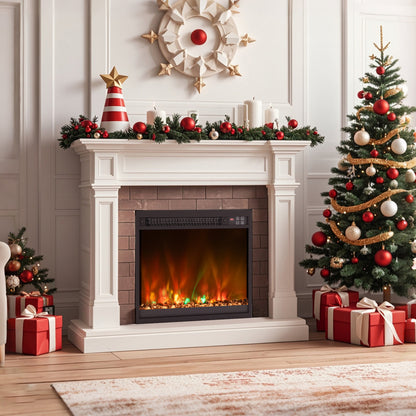18 inch Electric Fireplace Insert Recessed 1500W Fireplace Heater with Remote Control-Black