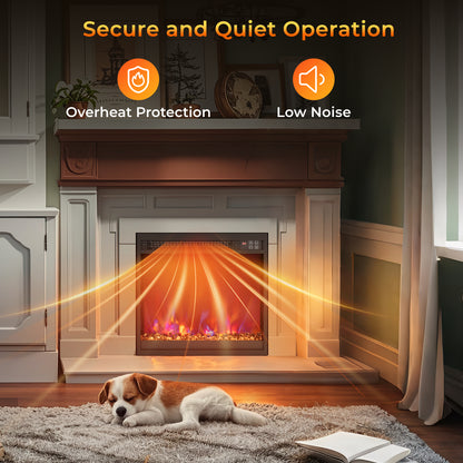 18 inch Electric Fireplace Insert Recessed 1500W Fireplace Heater with Remote Control-Black