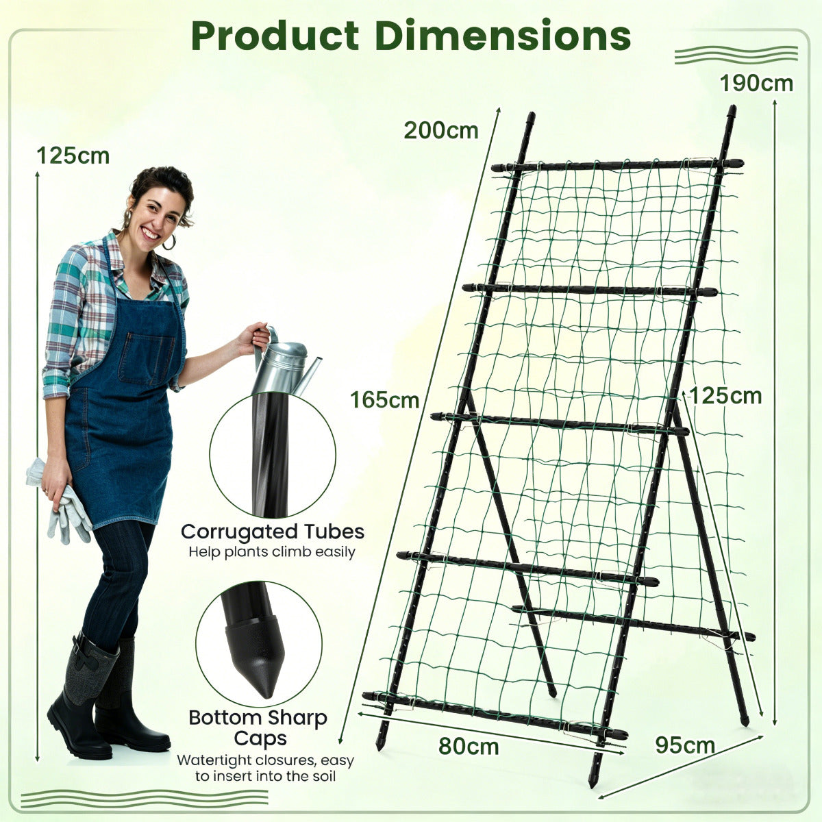 190cm x 80cm Cucumber Trellis for Raised Bed