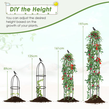 2-Pack 197 cm Garden Trellis for Climbing Plants-Black