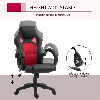 Vinsetto Office Chair Faux Leather Swivel Computer Desk Chair for Home Office with Wheels Armrests Black