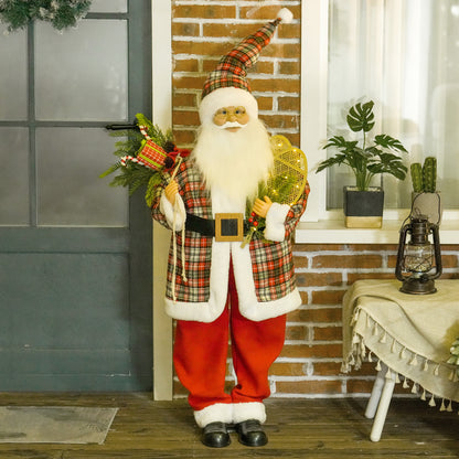 HOMCOM 120cm Animated Santa Claus Figure, with Sound and Lights - Red/Green