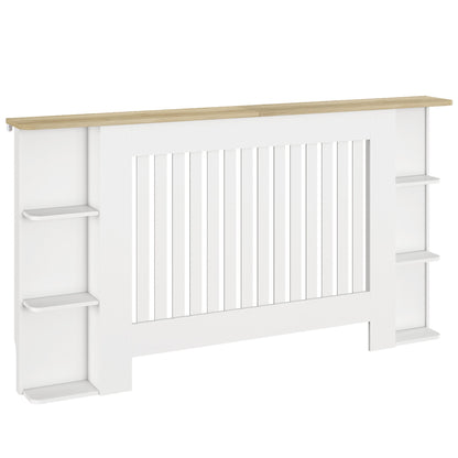 HOMCOM Radiator Cover with Open Storage Shelves, Vertical Slatted Cabinet Shelf Heater Cover for Living Room, Hallway, Large, White (H: 83 / W: 152 / D: 19 cm)