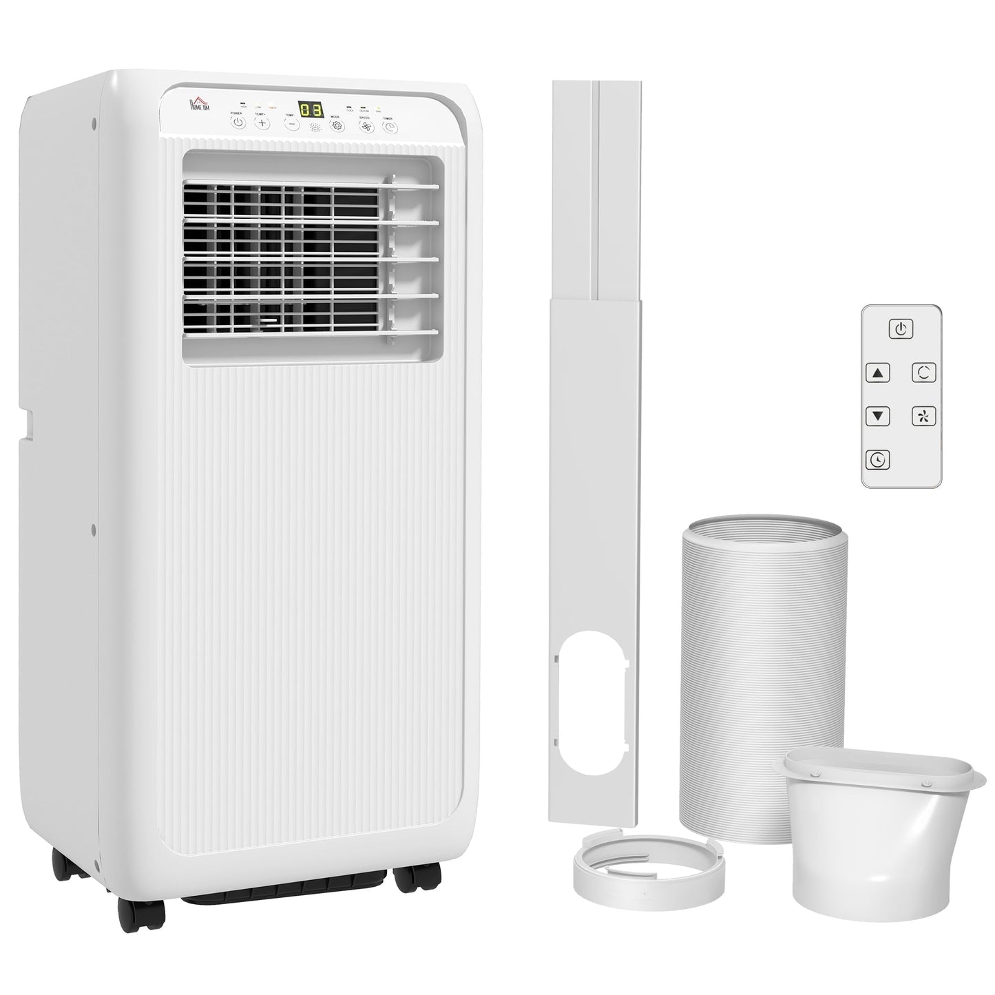 HOMCOM 9,000 BTU Mobile Air Conditioner for Room up to 28m2, with Dehumidifier, 24H Timer, Wheels, Window Mount Kit