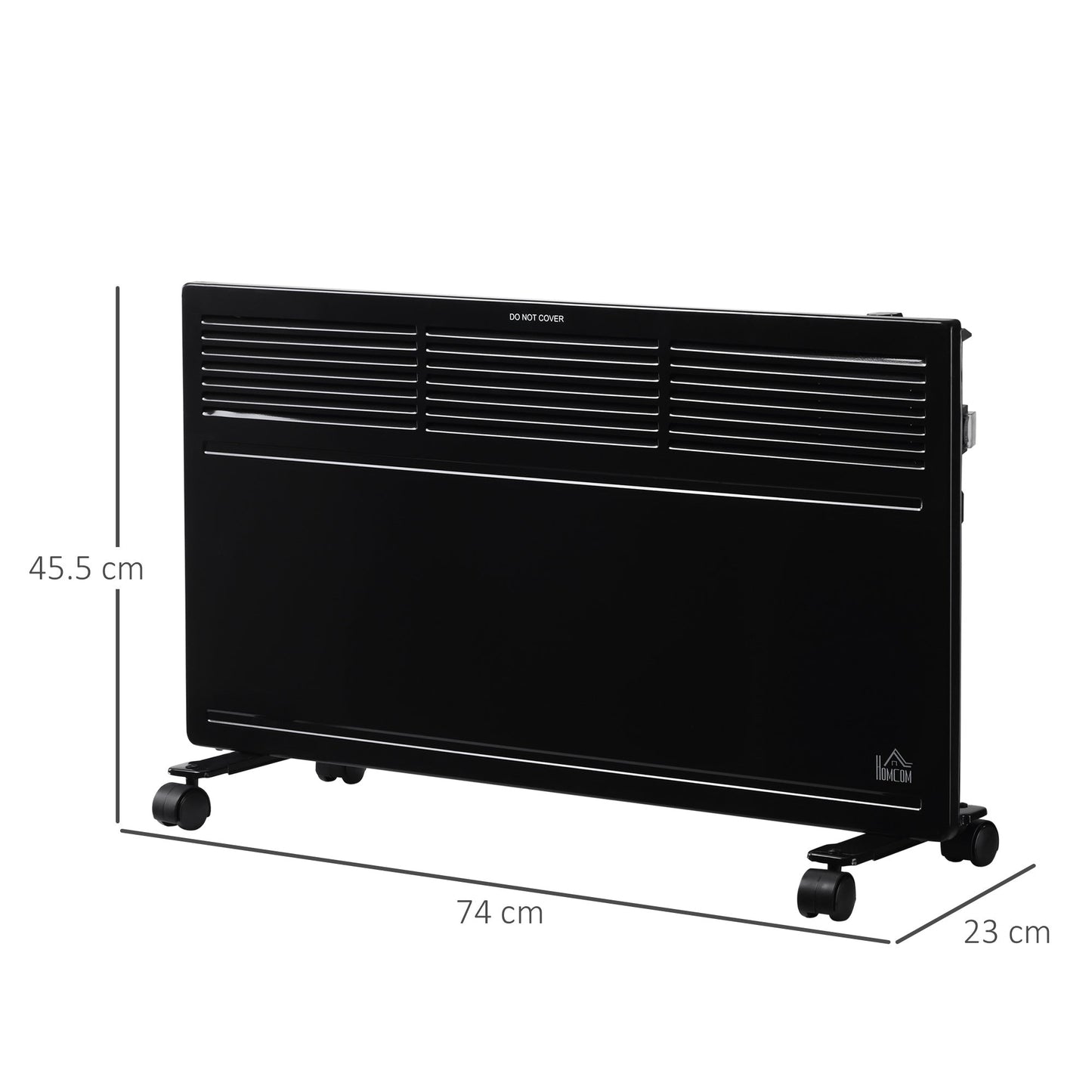 HOMCOM POWER Convector Radiator, Energy Saving Freestanding or Wall-mounted Heating with 2 Heat Settings Safety Cut-Off, Black