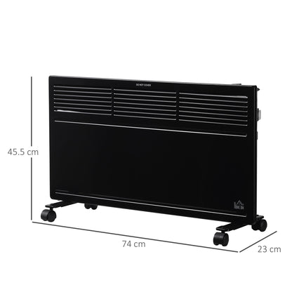 HOMCOM POWER Convector Radiator, Energy Saving Freestanding or Wall-mounted Heating with 2 Heat Settings Safety Cut-Off, Black