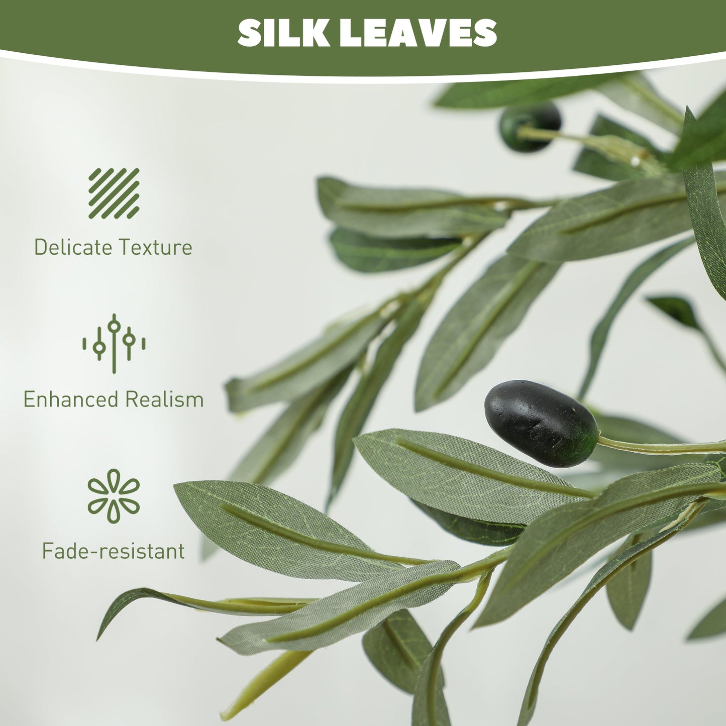 HOMCOM Set of Two Silk Leaf Artificial Olive Trees