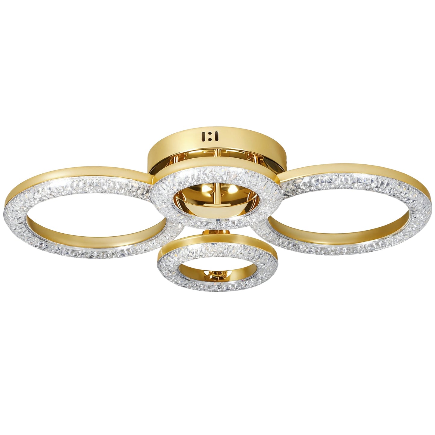 HOMCOM LED Ceiling Light, Modern 4 Rings Ceiling Lamp with Wall Switch Control, 40W 4350lm Flush Mount Ceiling Light with 3500K/4500K/6000K Colour Temperatures for Living Room, Bedroom, Gold Tone