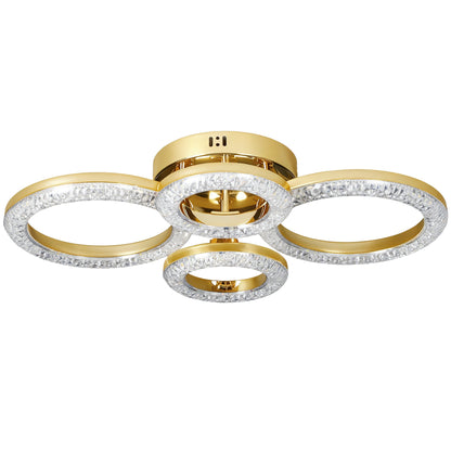 HOMCOM LED Ceiling Light, Modern 4 Rings Ceiling Lamp with Wall Switch Control, 40W 4350lm Flush Mount Ceiling Light with 3500K/4500K/6000K Colour Temperatures for Living Room, Bedroom, Gold Tone