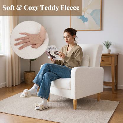 Modern Upholstered Sofa Chair with Lumbar Pillow for Living Room-White