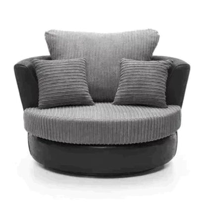 Aruba Black and Grey Fabric 2 Seater Sofa