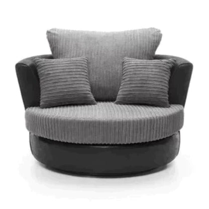 Aruba Black and Grey Chenille Fabric Corner Sofa