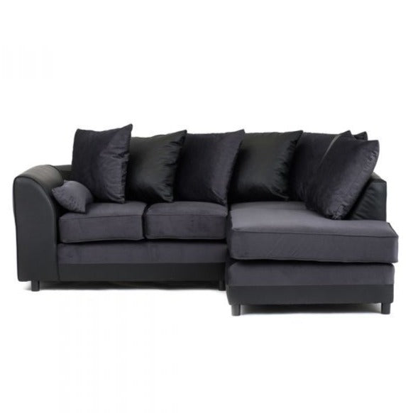 Dylan Velvet Corner Sofa - Dual Toned-Dark Grey